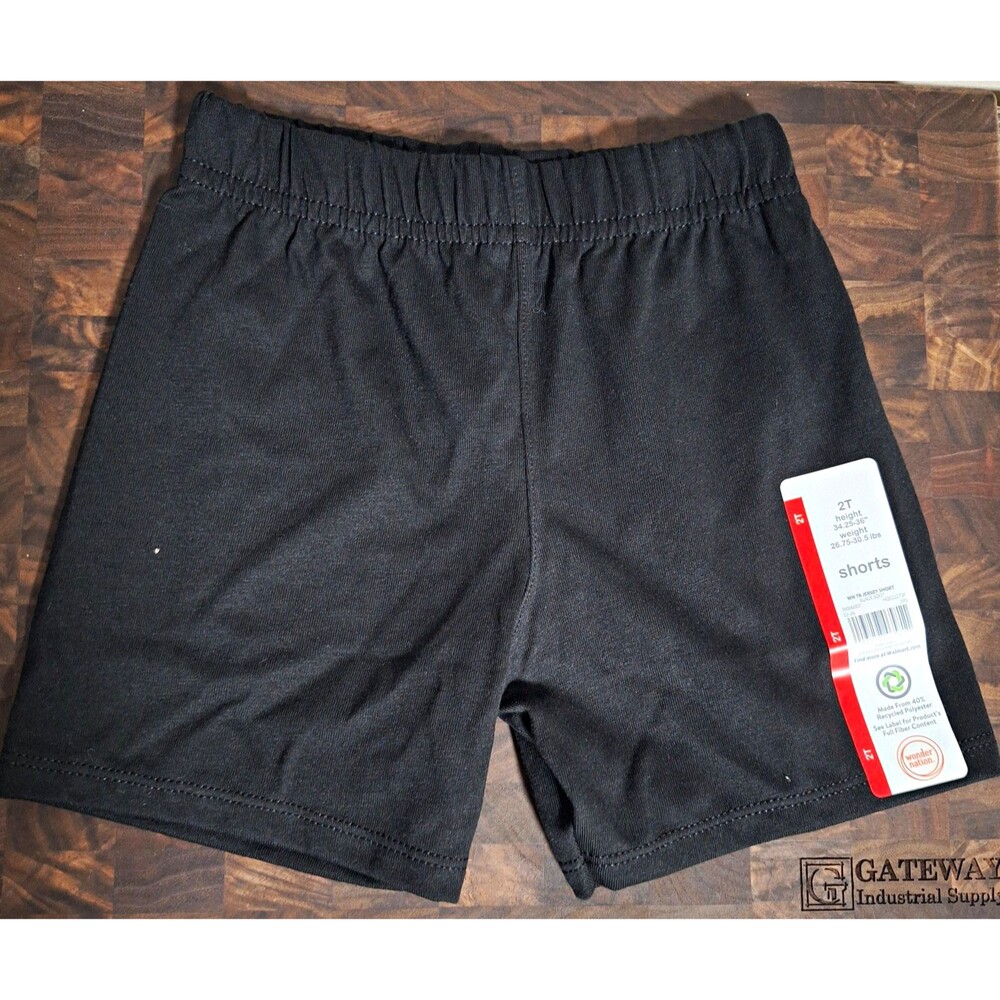 Wonder Nation unisex toddler 2T black solid‎ pull-on jersey knit shorts elastic